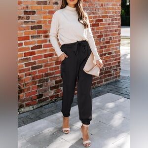 NIMIN Womens Casual High Waist Pencil Pants with Bow-Knot & Pockets